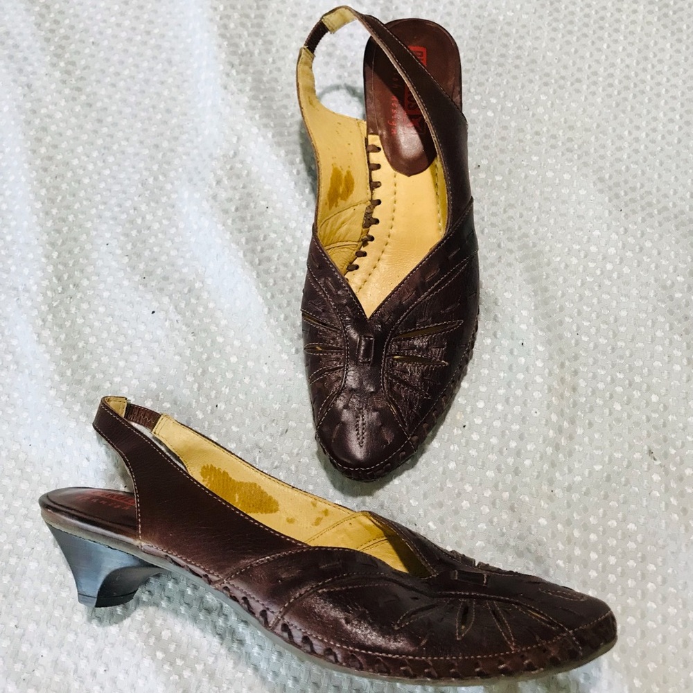 PIKOLINOS Dark Brown Slingback Heels